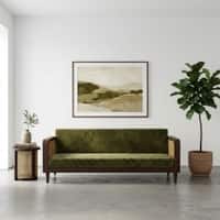 Padam Solid Wood 3 Seater Rattan Designed Sofa  In  Teak Finish