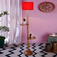 Hillary Red Cotton Shade Floor Lamp