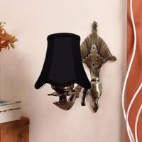 Devansh Gold Antique Wall Mounted Lamp With Black  Cotton Shade