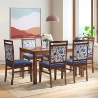 Floyd 6 Seater Glass Top Dining Table With Set Of 6 Alaine Dining Chairs