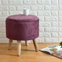 Melanie Solid Wood Stool in Purple Colour
