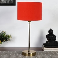 Orange cotton with Metal Gold Table Lamp