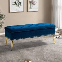 Kajana 2 Ottoman with Storage Color in Navy Blue
