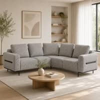 Milo Ergonomic Modular Corner Sectional Sofa 6 Seater Black Metal Legs Grey