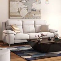 Emila Fabric Two Seater Motorized Recliner in Cream Colour