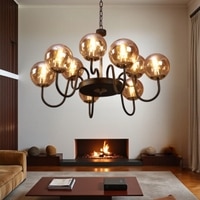 Eliante 6-Light Champaign Chandelier, Mild Steel And Ceramic Frame With Glass Shades