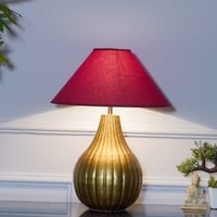 Joanna Metal Table Lamp With Maroon Cotton Shade