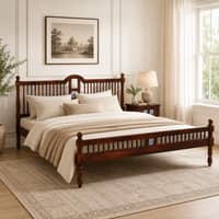 Nilaya Sheesham Wood King Size Non Storage Bed in Honey Oak Finish