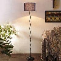 Flora Zig Zag Iron Floor lamp with Jute Drum Blue Shade (Z25)