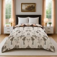 Cream Floral 300 GSM Cotton Double Bed Size Comforter from Threads
