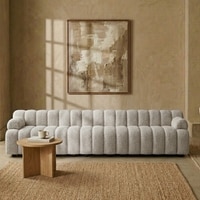 Chiccomfort Wood 4 Seater With Upholstery Non Storage Sofa In White Colour