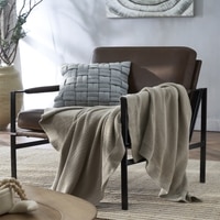 Basket Knit Light Grey Melange Cushion Cover  16X16 Inches