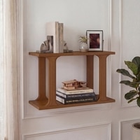 Kozo Small Solid wood Wall Shelf In Amber Walnut