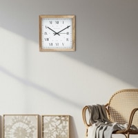 Roman Indices and Circular Dot Dial Detailing Wooden Wall Clock