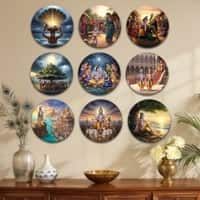 The Castle Decor Radha Krishna Wall Plates Set of 9 Spiritual Wall Art