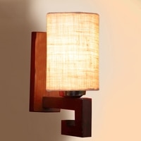 Devansh Solid Wood Electric Wall Light in White Colour with White Shade Count of 1 Light