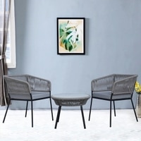 Bostan Outdoor Table Set with 1 Table and 2 Chairs Gun Metal In Grey