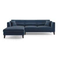 Lewis Sectional Sofa (Colour : Lapis Blue, Cushion : Soft, Seater : Left Aligned 3 Seater + Left Aligned Chaise)