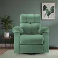 Helios Motorised Recliner Chair for with Rocking Revolving Premium Soft Suede Fabric 1 Seater Chair - Green