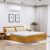 Hexa Engineered Wood Modern King Bed With Headboard With Storage In Giant Wood
