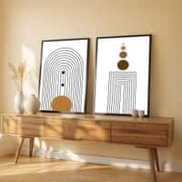 The Castle Decor Boho Abstract Botanical Wall Art Set of 2 Design 8 11x17 Inch