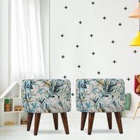 Evangeline Solid Wood  Ottomon in  Blue Colour