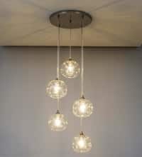 SAVANNAH Modern 5 Light Stainless Steel Glass Pendant