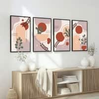 The Castle Decor Boho Abstract Botanical Wall Art Set of 4 Design 2 11x17 Inch
