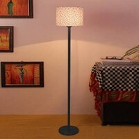 Cayson Multicolour Fabric Shade Floor Lamp with Black Iron Base