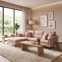 Aurora Sectional Sofa with Left Chaise Lounge Blush Pink