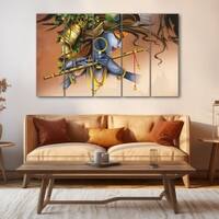 The Castle Decor Krishna Flute Wall Art Set of 5 27x48 Inch (Style 2)
