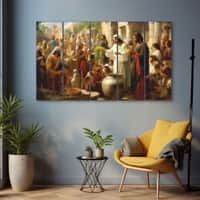 The Castle Decor Jesus Christ Last Supper Wall Art Framed Painting 27x48 Inch (Style 2)