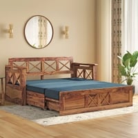 Bram 3 Seater Pull Out Sofa cum Bed In Delft Blue Colour