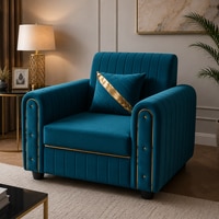 Nuha 1 Seater Sofa In Fabric Teal Color