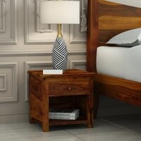 Madhavi Solid Wood Bedside Table in Honey Finish