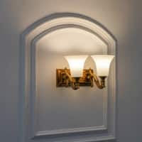 FRANKLIN 2 Light Brass Wall Fitting with Frosted White Glass