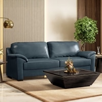Farina 3 Seater Luxury Italian Leather Sofa In Aegean Sea