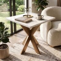 Nextstep Marble End Table Golden Finish