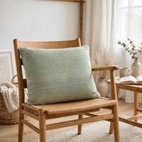 Violette Arch Green Cotton Knitted Decorative Cushion Cover 16 x 16 Inches