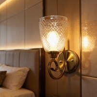 Eliante Modern Wall Lights Mild Steel & Glass Material Antique & Champaign Finish