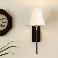 Devansh Metal Electric Wall Light in Black Colour with Off-white Shade Count of 1 Light