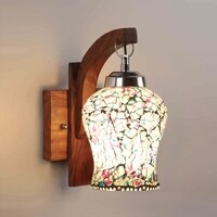 Devansh Solid Wood Electric Wall Light in Brown Colour with Multi Shade Count of 1 Light