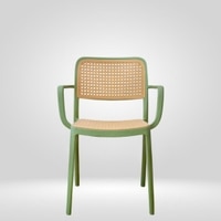 Kepler Brooks Zen Cafeteria Dining Chair With Arms in Green Colour