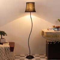 Iris Black Fabric Floor Lamp with Black Iron Base