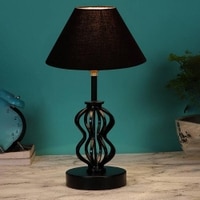Amari Black cotton Table lamp with Iron Base