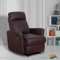 Sleek Leatherette One Seater Manual Recliner in Brown Colour