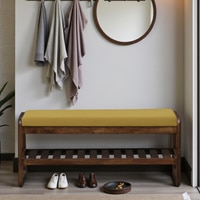 Lillestrom Solid Wood Shoe Rack with Seating in Walnut Brown finish