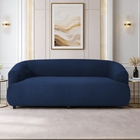 Morgen Boucle Fabric 3 Seater Sofa In Navy Blue