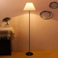 Naia White Natural Fiber Floor Lamp with Black Iron Base