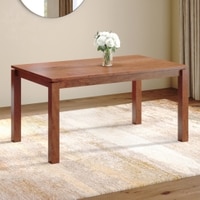 Atlas Solid Wood 6 Seater Compact Storage Dining Table In Honey Finish